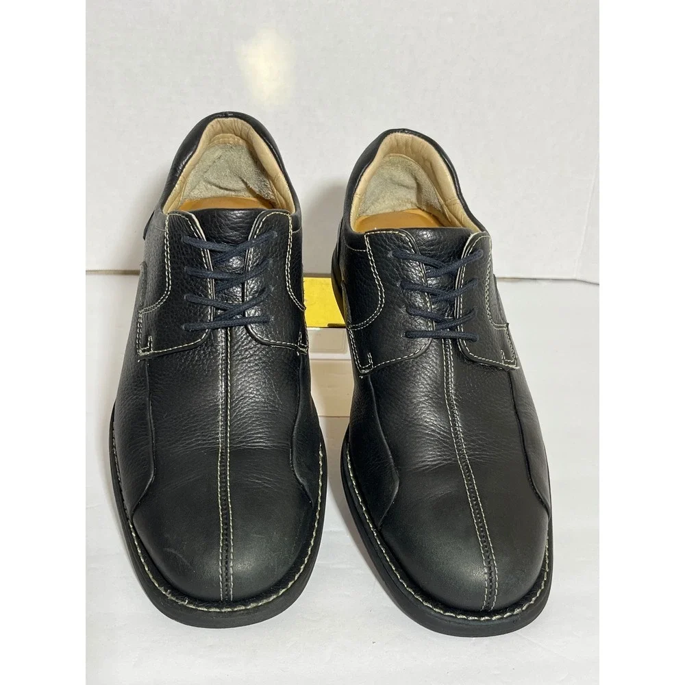 Johnston & Murphy Mens Black Leather Contrast Stitch Lace Up Oxford Shoes‎ 7.5